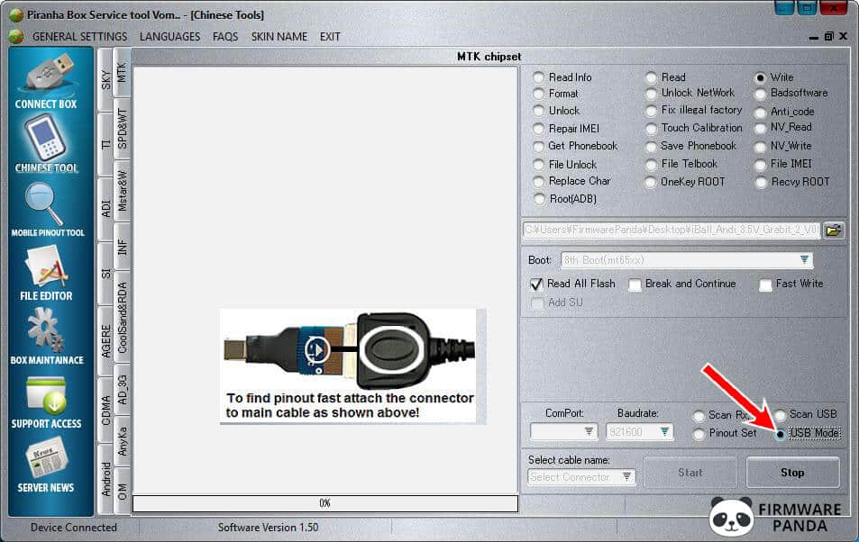 How to Flash .bin Firmware using Piranha Box Tool PiranhaBox Tool Select USB Mode - How to Flash .bin Firmware using Piranha Box Tool