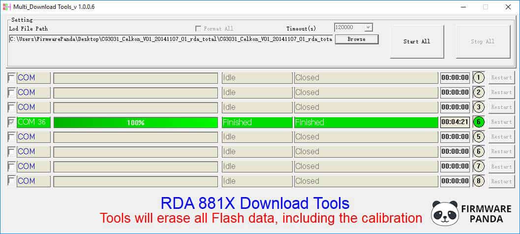 rda multitool finish - How to Flash RDA Bin ROM using Multi IEdownload Tool